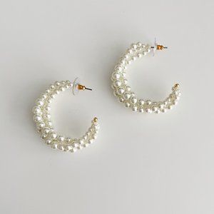 J. Crew Braided Pearl Hoop Earrings